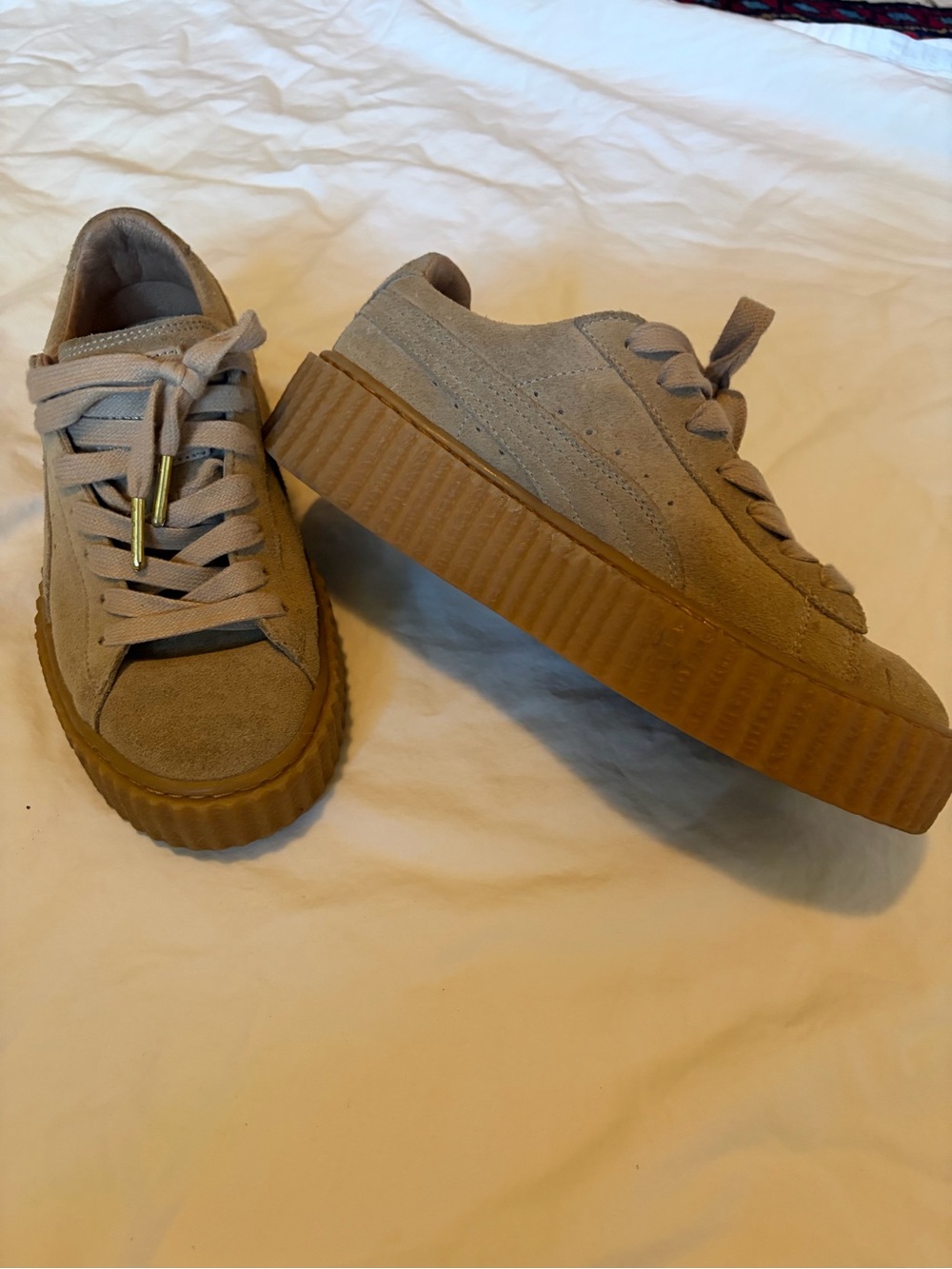 Puma Fenty by Rihanna Women’s Taupe Suede Platform Sneakers